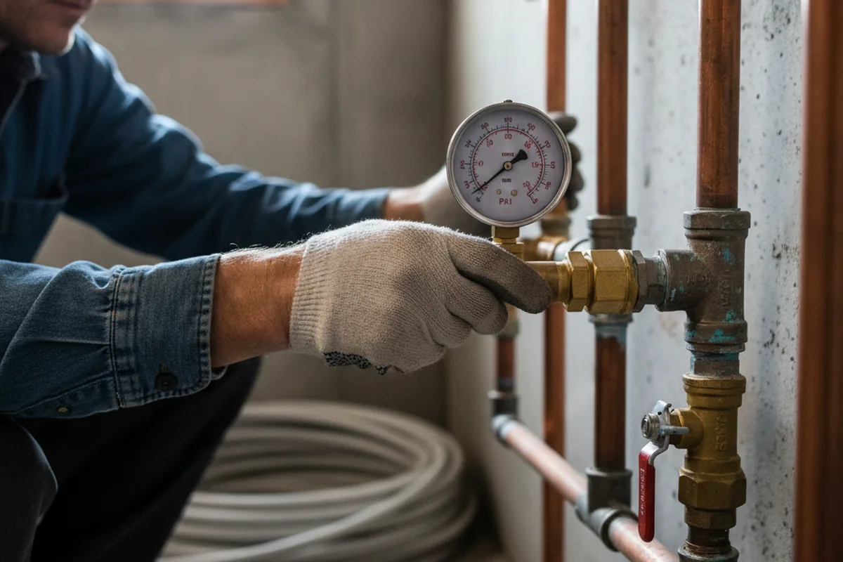 Pressure testing a repaired line during Water Line Repair in Springer